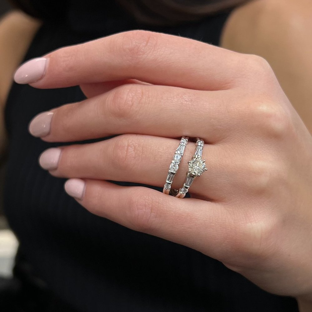 Rachel Koen 1.25Cttw Diamond Engagement Ring Set 14K White Gold Size 8